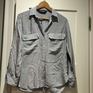 Zara Woman Blue & White Striped Shirt size 8